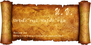 Urbányi Valéria névjegykártya
